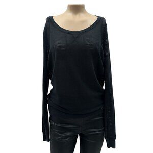 Calvin Klein Performance Black Mesh Long Sleeve Pullover Top Quick-Dry Women S